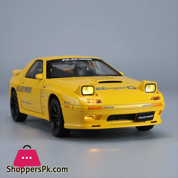 1:24 INITIAL D Mazda RX7 RX-7 Supercar Alloy Model Car Toy Diecast Metal Casting Sound and Light Car Toy for Childrens Vehicles
