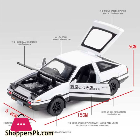1:28 INITIAL D AE86 Alloy Car Model Diecasts & Toy Vehicles With Sound Light Pull Back Car Collection Kids Toys Gift