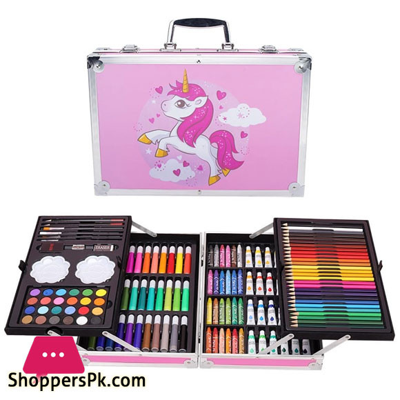 145 Pieces Painting Art Set Childrens Painting Box Brush Crayon Artist Printing Art Set Aluminum Box