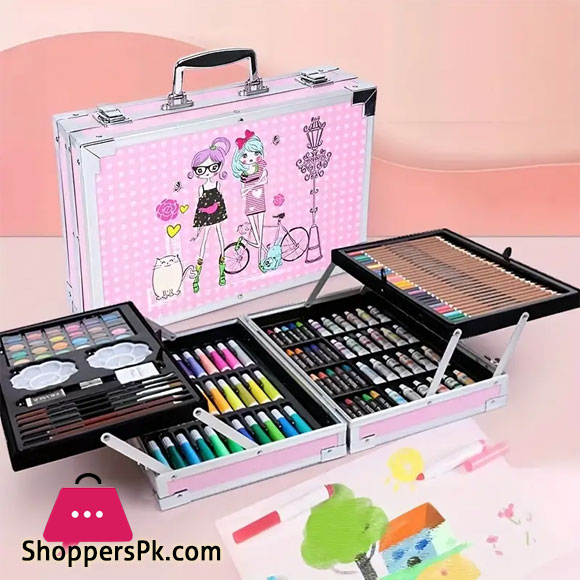 145 Pieces Painting Art Set Childrens Painting Box Brush Crayon Artist Printing Art Set Aluminum Box