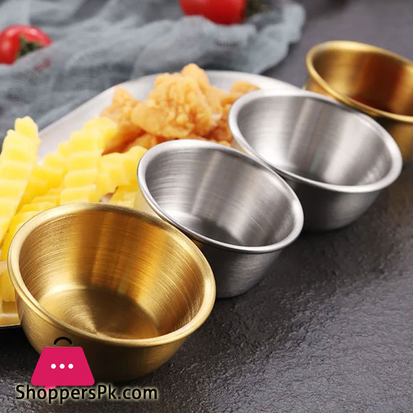 1pc Korean Sauce Katori Tableware 304 Stainless Steel Golden Seasoning Plate Tomato Sauce Bowl - 6cm