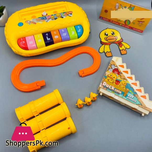 2 in 1 Multifunction Early Education Track Duck Slide Piano set 5 Modes