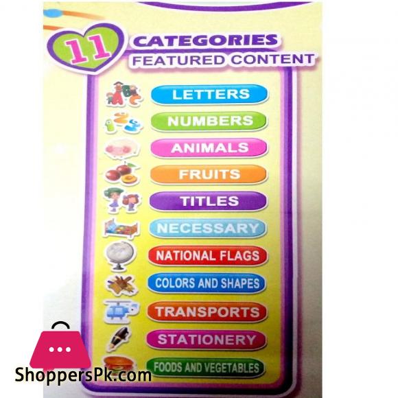Audio Word Pad 889-35 Whiteboard with duster and marker just press to call alphabet letter number animal fruits titles necessary national flags colors and shapes transport stationery food and vegetables best gift flash card School teachers & Parents