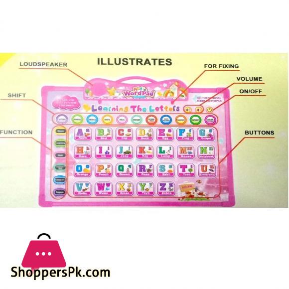 Audio Word Pad 889-35 Whiteboard with duster and marker just press to call alphabet letter number animal fruits titles necessary national flags colors and shapes transport stationery food and vegetables best gift flash card School teachers & Parents