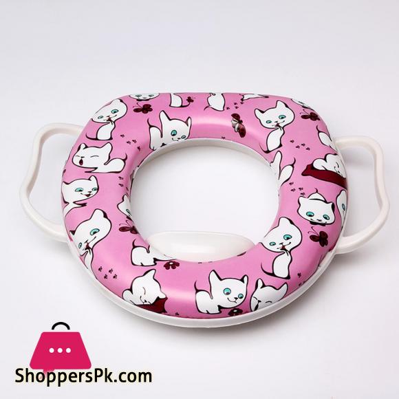 Childrens Toilet Mat with Armrests Sponge Cartoon Baby Toilet Seat Random Color