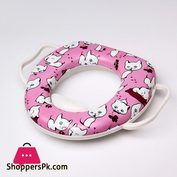 Childrens Toilet Mat with Armrests Sponge Cartoon Baby Toilet Seat Random Color
