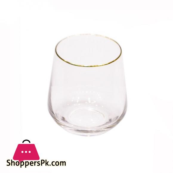 Danny Home Gold Set of 6 Water Glasses Blown Glass Gold Wire Edge