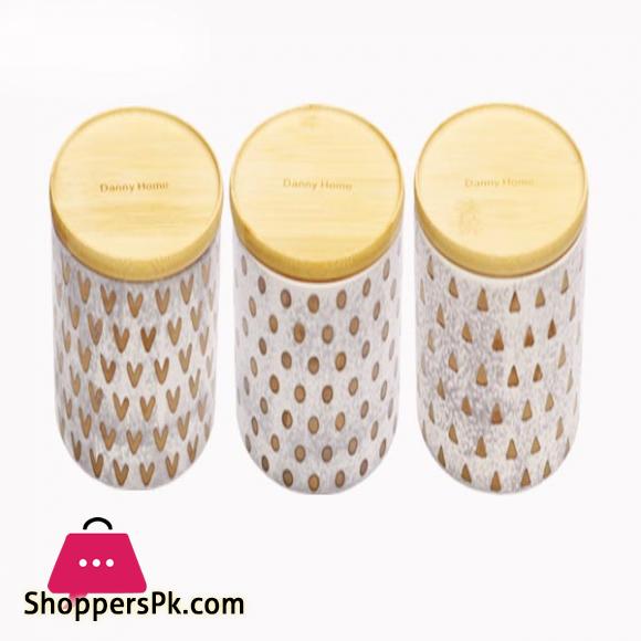 Danny Home Wood Lid THO 3 Piece Jar Set T05-35