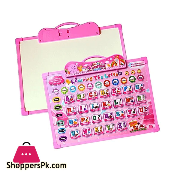 Audio Word Pad 889-35 Whiteboard with duster and marker just press to call alphabet letter number animal fruits titles necessary national flags colors and shapes transport stationery food and vegetables best gift flash card School teachers & Parents