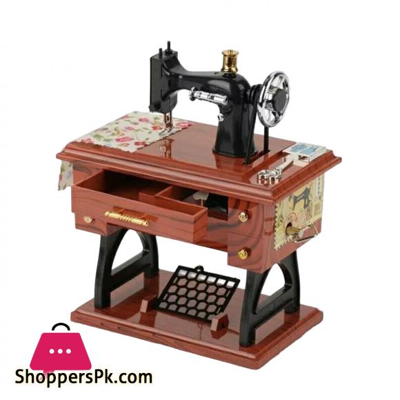 Music Box Sewing Machine Music Box European Crafts Retro Sewing Clockwork Home Crafts Decoration Creative Birthday Gift (Large)
