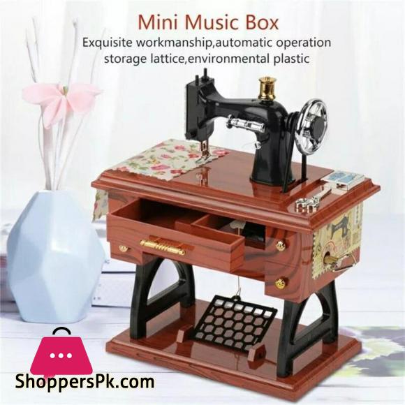 Music Box Sewing Machine Music Box European Crafts Retro Sewing Clockwork Home Crafts Decoration Creative Birthday Gift (Large)