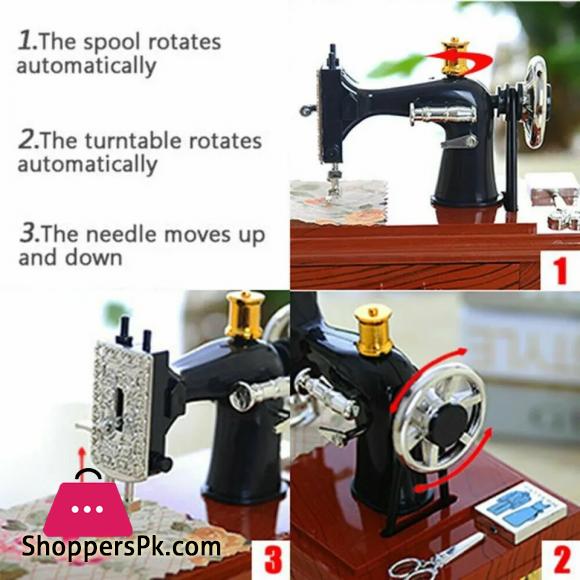Music Box Sewing Machine Music Box European Crafts Retro Sewing Clockwork Home Crafts Decoration Creative Birthday Gift (Large)