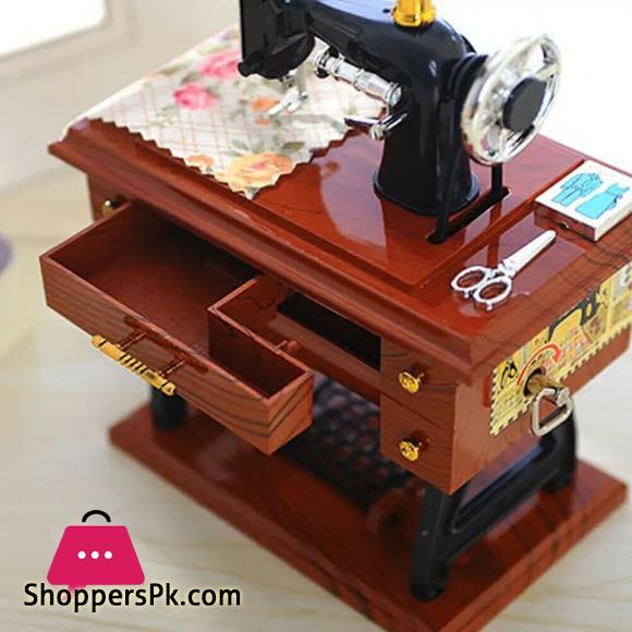 Music Box Sewing Machine Music Box European Crafts Retro Sewing Clockwork Home Crafts Decoration Creative Birthday Gift (Large)