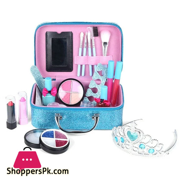Childrens Cosmetics Toy Frozen Themed Princess Girl Play House Make-Up Eye Shadow Nail Polish Crown Makeup Box Set