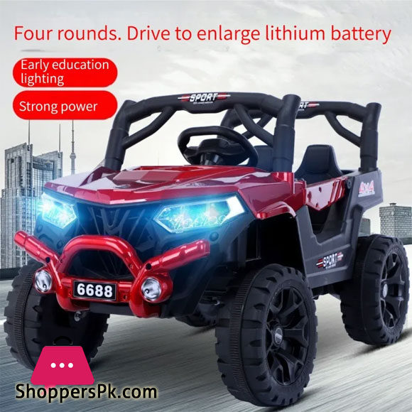 Childrens Electric Car Off-road Vehicle Four-wheeled Double Baby Swing Car with Light Electric Vehicles Cars for Kids Ride On