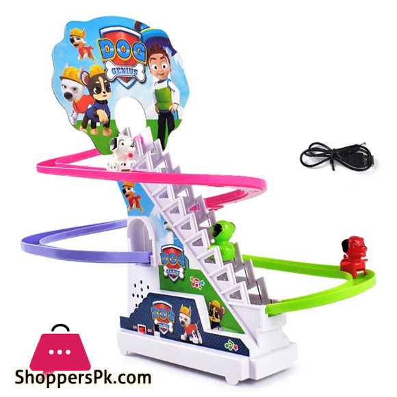 Dog Climbing Stairs Sound Light Music Slider Track Electric Stairs Childrens Track
