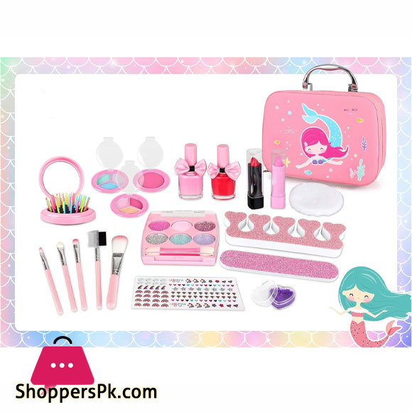 Girls Makeup Kit for Kids Childrens Makeup Set Girls Princess Make Up Box Nontoxic Cosmetics Kit Toys Pretend Play Makeup Beauty Toys Gift Birthday Gift