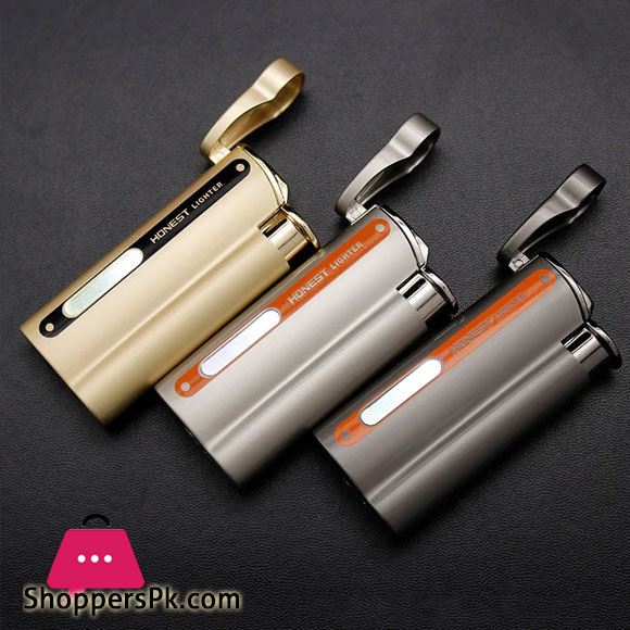 HONEST Straight Into The Purple Flame Inflatable Windproof Lighter Transparent Fuel Tank Creative Trend Cool Lighter Gift forMen