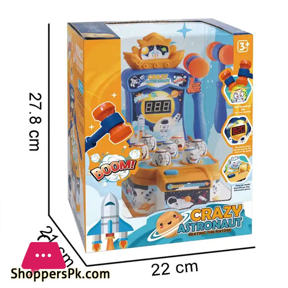 Kids Crazy Astronaut Mole Attack Game Toy Mini A Mole Machine and Pounding Toy with Light and Sound for Funny Toy