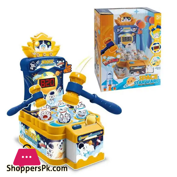 Kids Crazy Astronaut Mole Attack Game Toy Mini A Mole Machine and Pounding Toy with Light and Sound for Funny Toy