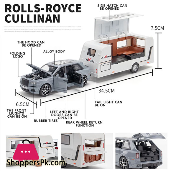 Metal Cars Toys Scale 1 :32 Rolls Royce Cullinan Caravan Diecast Alloy Car Model for Boys Gift Children Kids Toy Vehicles Sound and Light