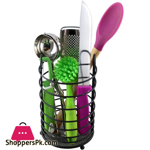 Metal Round Stainless Steel Cutlery Holder Kitchen Utensil Holder Utensil Pot
