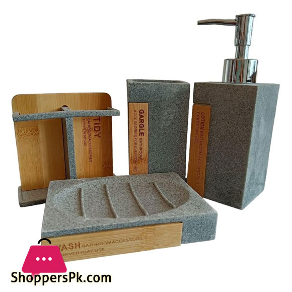 Modern Bath Set Bathroom Accessories Set of 4 Luxury Gift Accessory for Home