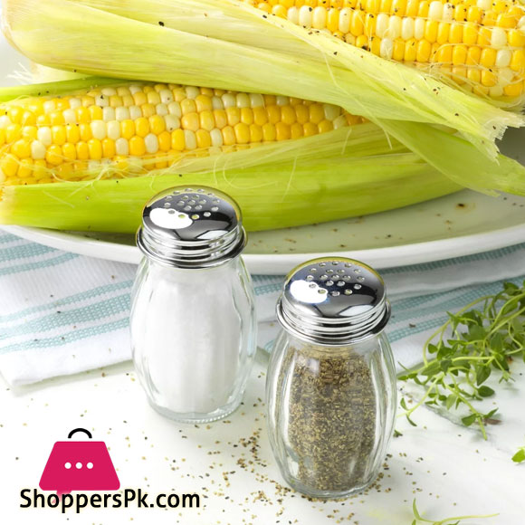 Screw Top Glass Salt and Pepper Shakers Big Belly Pack of 2