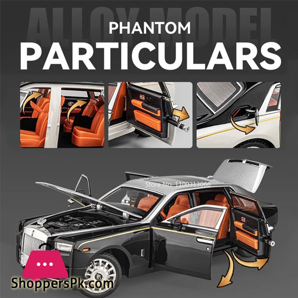 1:18 Rolls-Royce Phantom Car toy Model Alloy Diecast Metal Cars with Sound and Light Pull Back Function