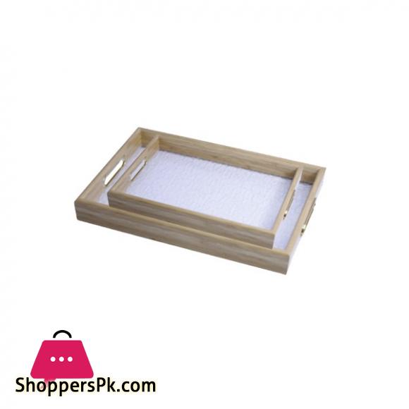 2 Piece Wooden Plastic Tray Set - ACR-1010