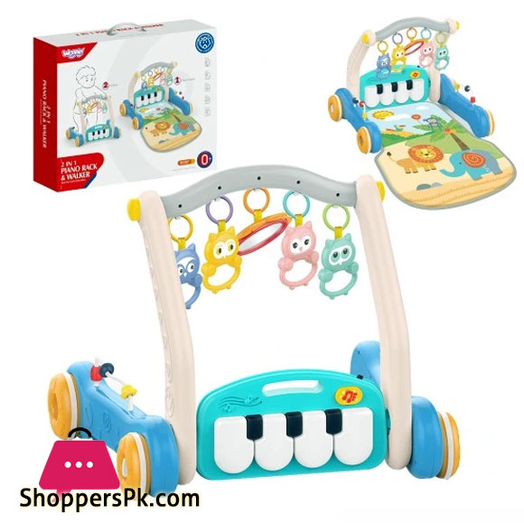 2in1 PUSH WALKER EDUCATIONAL MAT PLAYING BAND MUSICAL WOOPIE PIANO