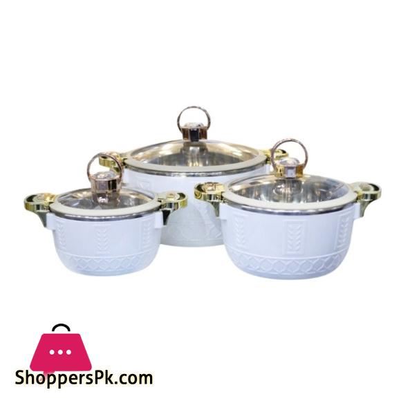 3 Piece Hot Pot Set White Color