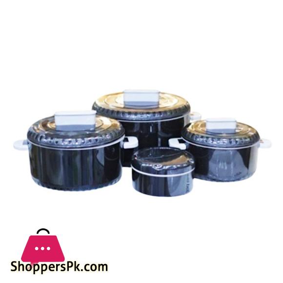 4 Piece Hot Pot Insulated Casserole Set Buffet Food Warmer Black