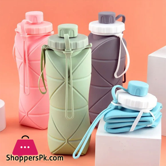 600ML Folding Water Cup Outdoor Travel Sports Portable Silicone High Temperature Resistant Food Grade Telescopic Folding Cup