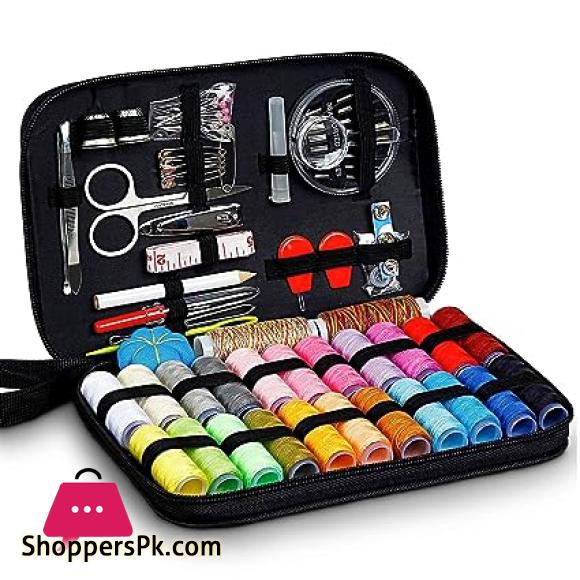 98pcs Sewing Kit, Portable Sewing Kit Box Sewing Supplies Accessories With 24Pcs Thread Spools, Scissors, Thread Needles ,Tape Measure For DIY