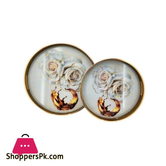 Angela Round Serving Tray Floral Set of 2