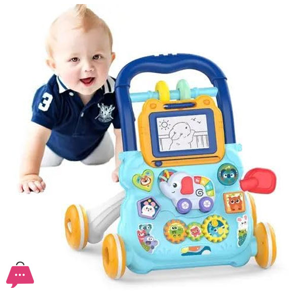 Baby Walker Early Learning Educational Toy Push Wheel Musical Activity Drag Car Gift for 0-12 Months Toddler