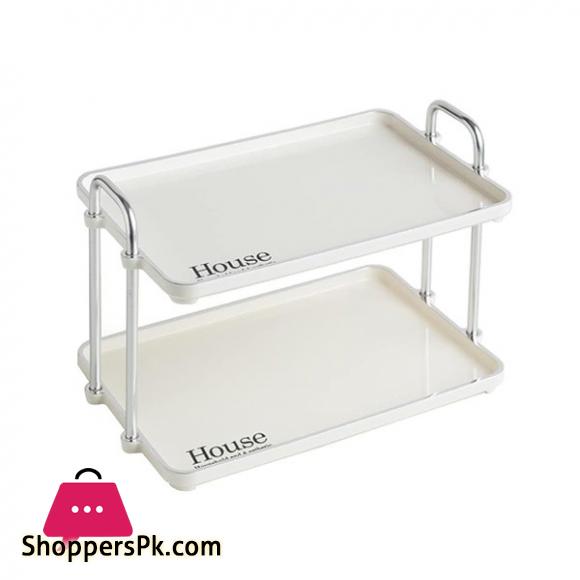 Beige Rectangular Luxury Style Storage Tray Dinner Plates Dessert Tray With Handle - 2 Layer