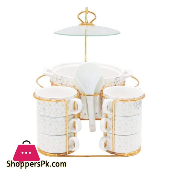 Brilliant Ceramic Soup Set With Candle Stand 16 Piece - BR0140