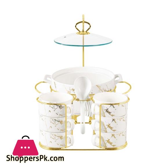 Brilliant Ceramic Soup Set With Candle Stand 16 Piece - BR4020