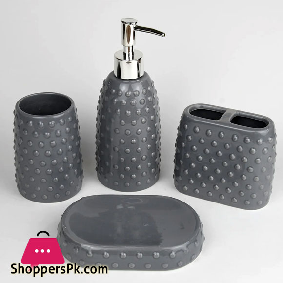 Ceramic Bathroom Accessories Set of 4 Bath Set with Soap Dispenser