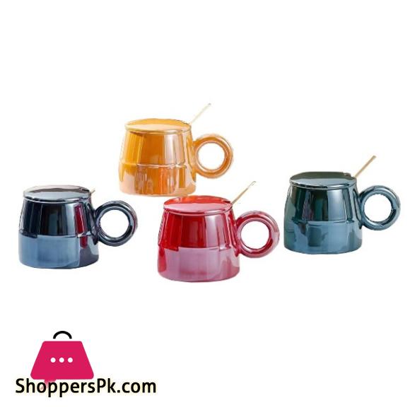 Ceramic Covered Mug With Spoon MG-210