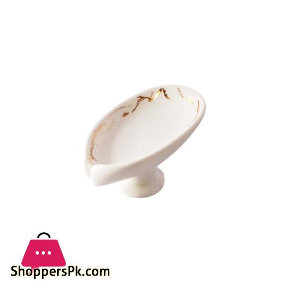 Ceramic Self Draining Soap Dish for Bar Leaf Shaped Soap Dish - C009W