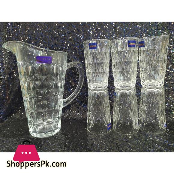 Delisoga Beautiful 7 Piece Drinking Glass Set 7 Pes Glass Jug Set 1 Jug And 6 Glasses