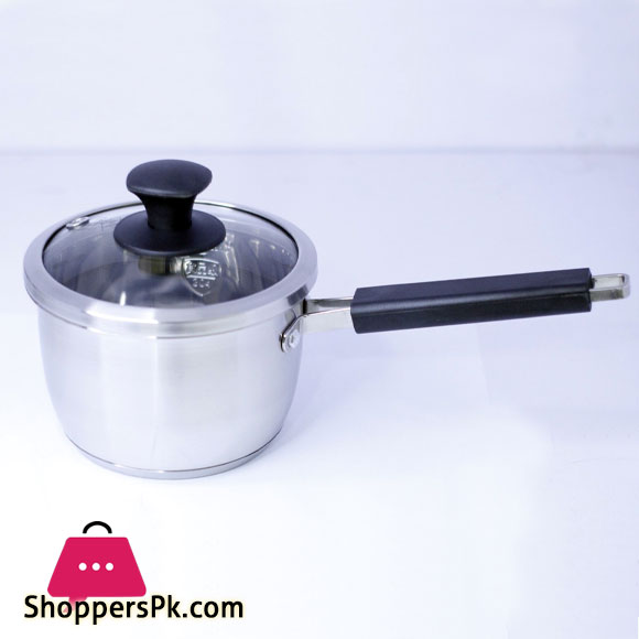Double Bottom Sauce Pan with Lid 16 cm, 1.5 Ltr Stainless Steel Induction Bottom