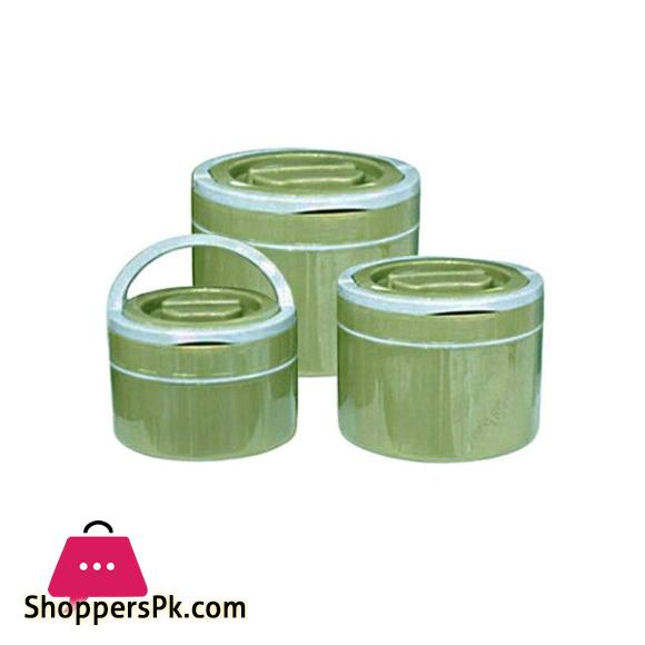 Durable Insulated 3 Piece Lunch Box Set Green