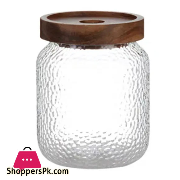 HAMMER GRAIN GLASS JAR - 600ml -1Pcs