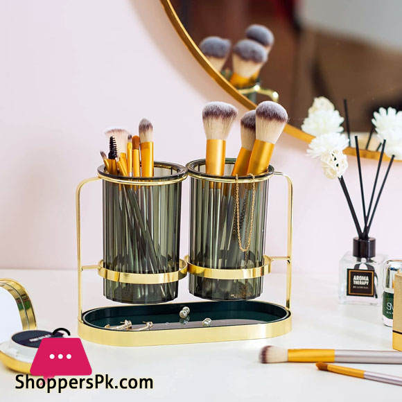 Kitchen Utensil Caddy Plastic Draining Chopstick Spoon Cage Silverware Caddy for Party Utensil Holder Countertop Gold & Green