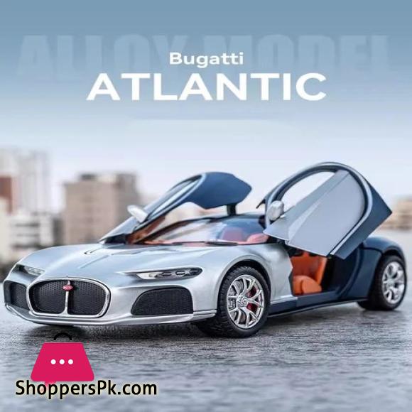 New 1:24 Bugatti Atlantic Alloy Car Model Simulation Sound And Light Pull Back Toy Car Sports Car