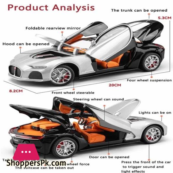 New 1:24 Bugatti Atlantic Alloy Car Model Simulation Sound And Light Pull Back Toy Car Sports Car